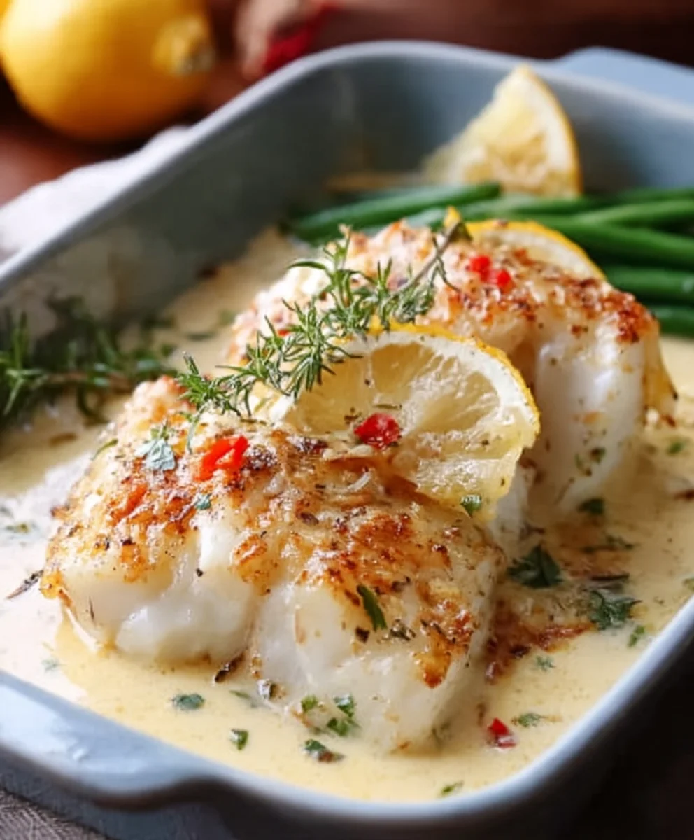 Baked Cod Coconut Lemon Cream - Easy & Delicious