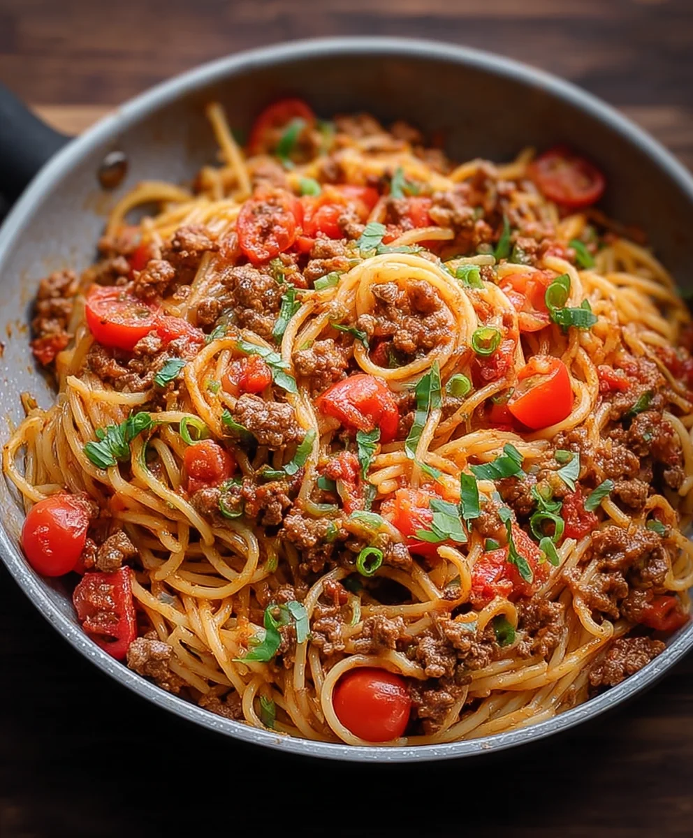 Taco Spaghetti Recipe- Easy Weeknight Beef Dinner