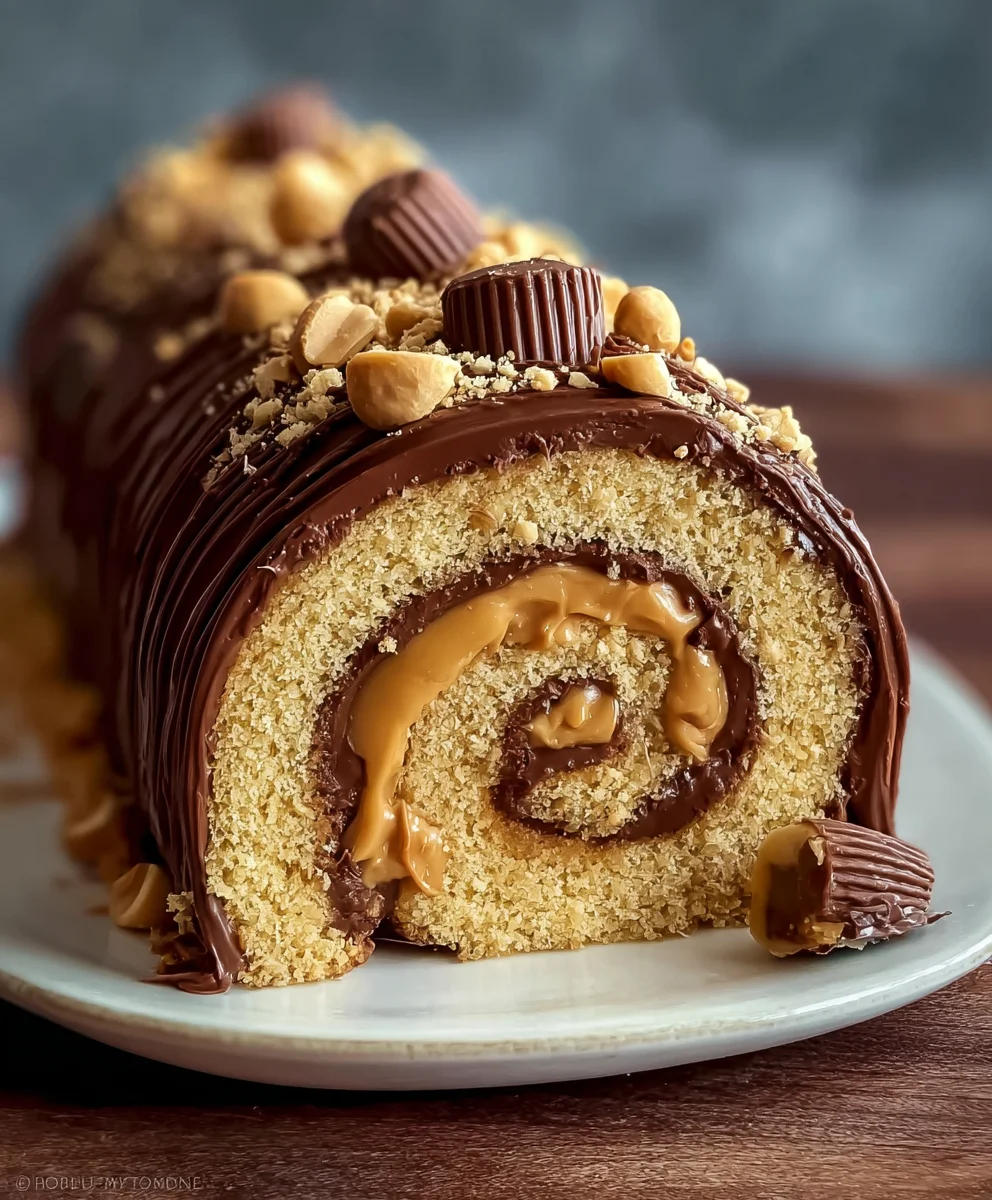 Easy Peanut Butter Roll Cake Recipe-Delicious Dessert
