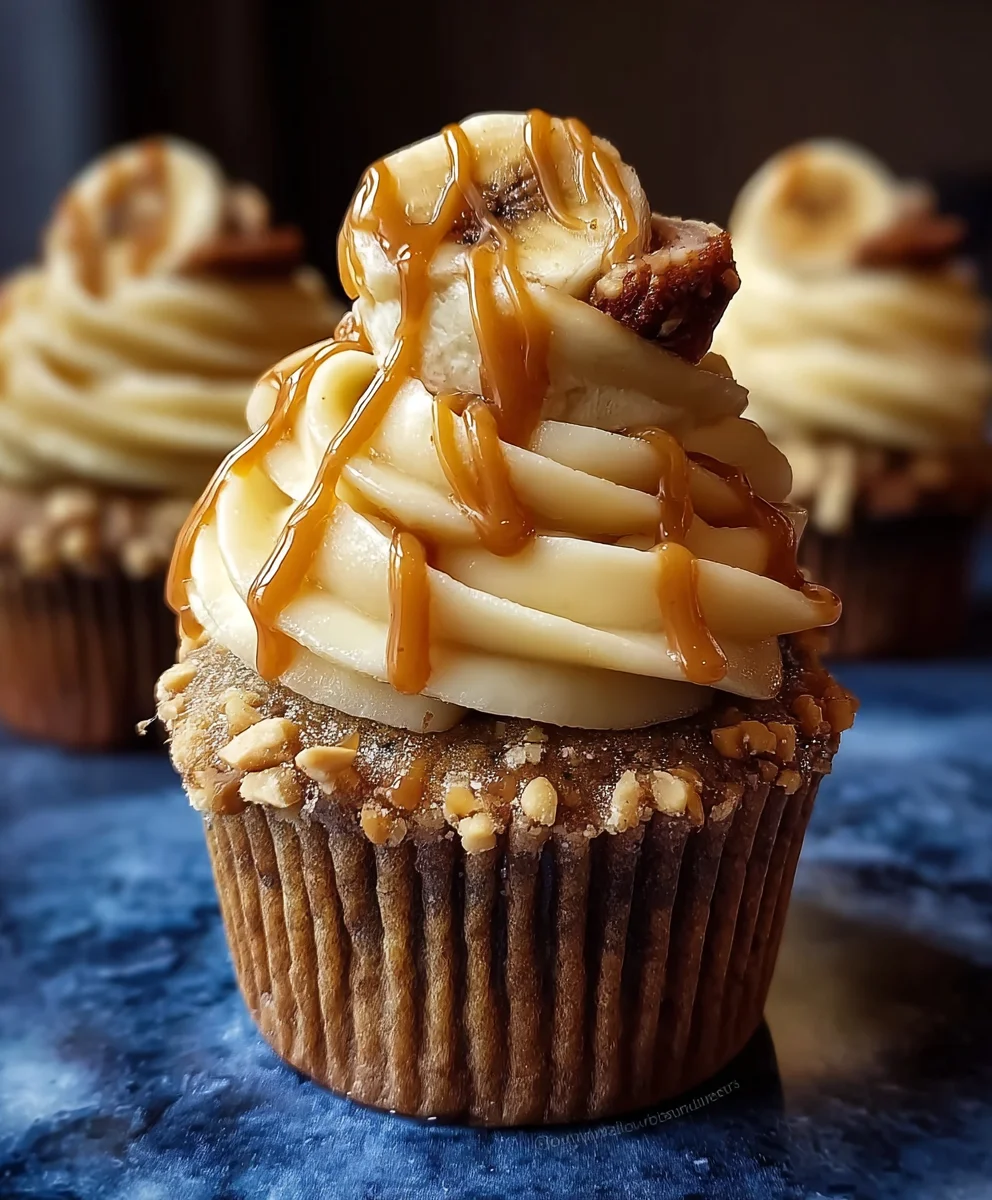 Banana Caramel Peanut Butter Cupcakes-Decadent Treat