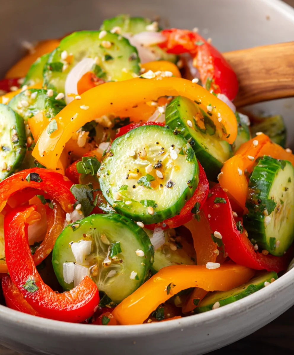 Refreshing Cucumber Sweet Pepper Salad-Easy & Delicious