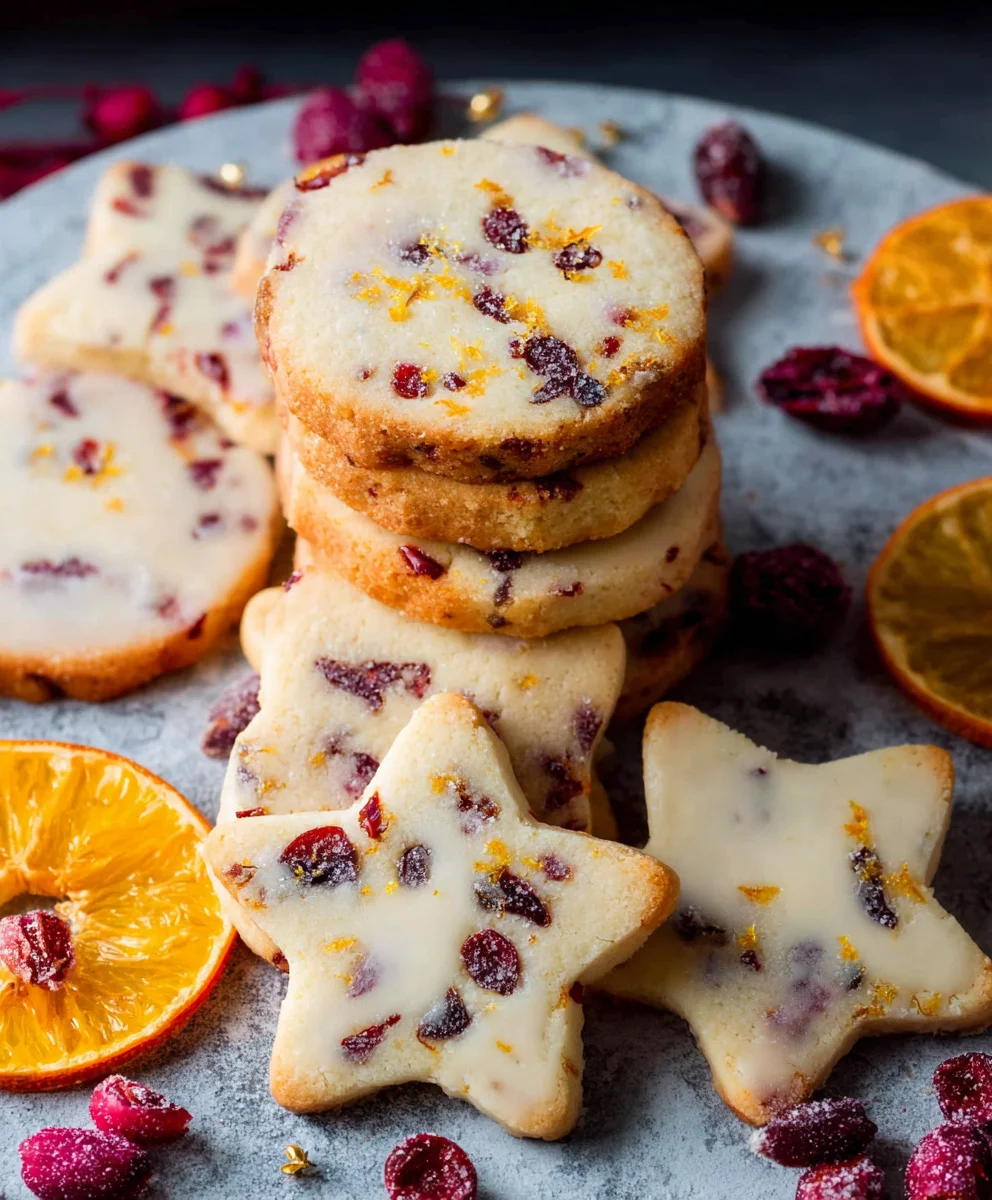 Cranberry Orange Shortbread Cookies-Easy Festive Treat