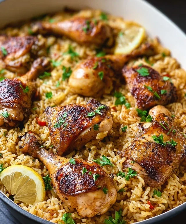 Baked Chicken Legs and Rice