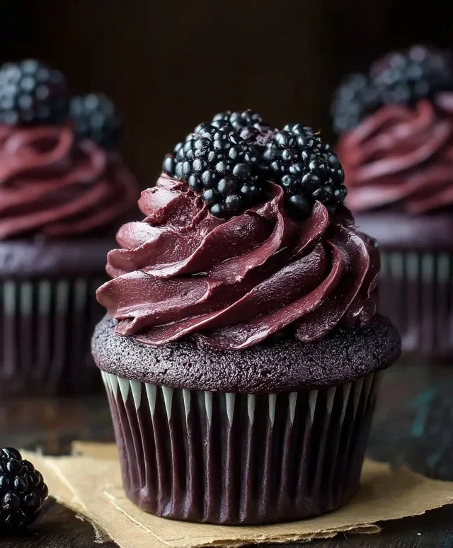Dark Chocolate Blackberry Cupcakes
