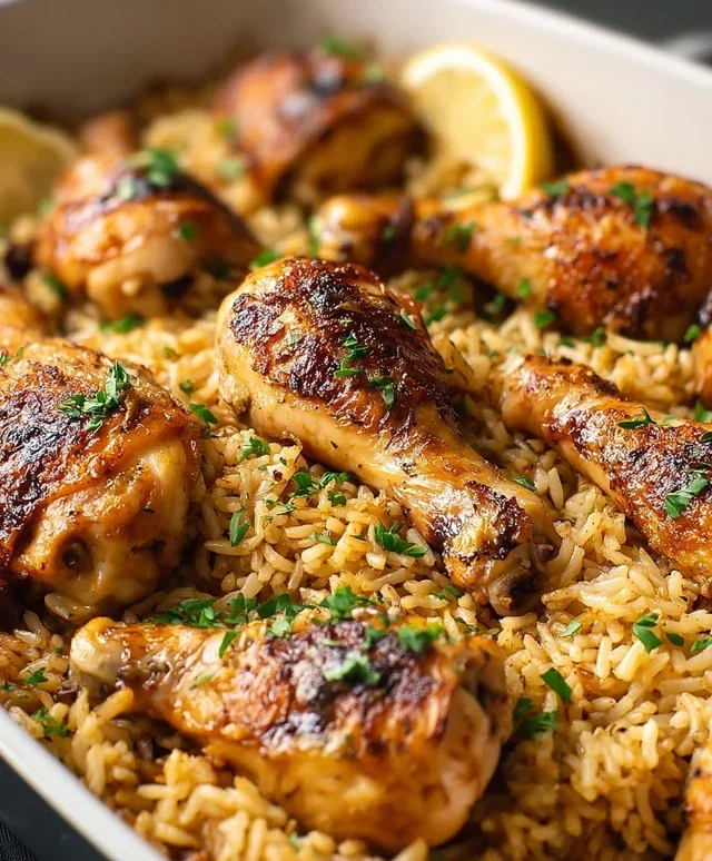 Baked Chicken Legs and Rice