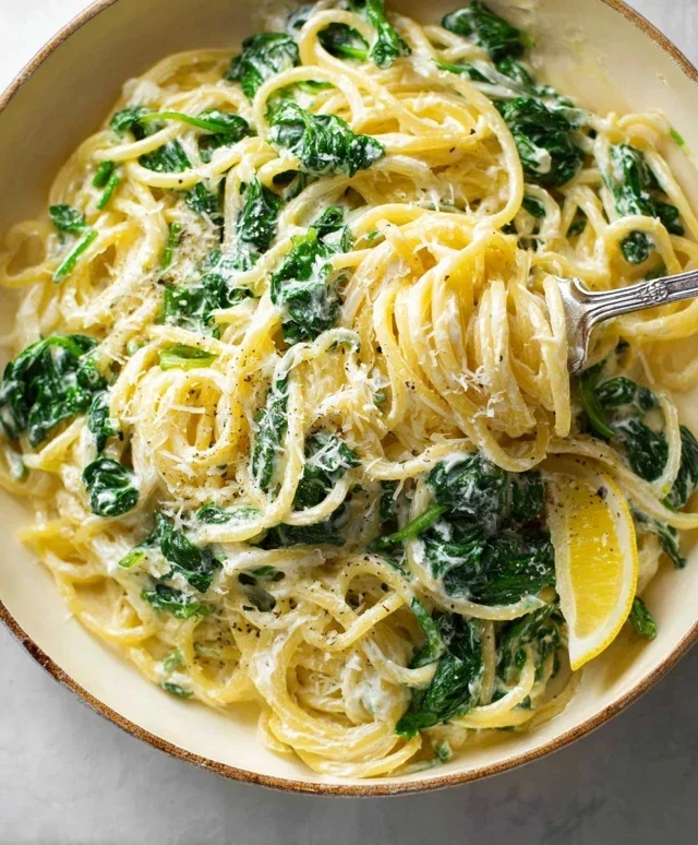 Lemon ricotta pasta & spinach