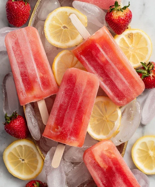 Strawberry Lemonade Popsicles