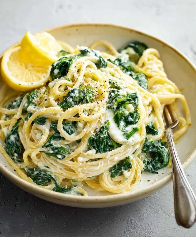 Lemon ricotta pasta & spinach