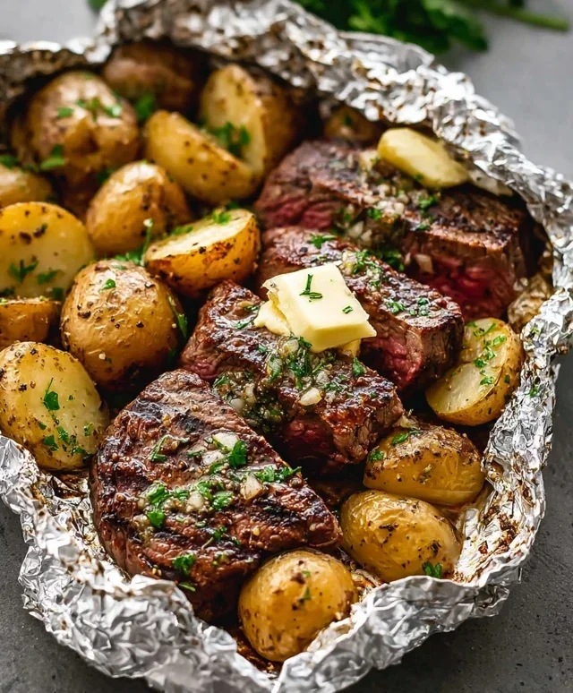 Garlic Steak & Potato Foil Packs
