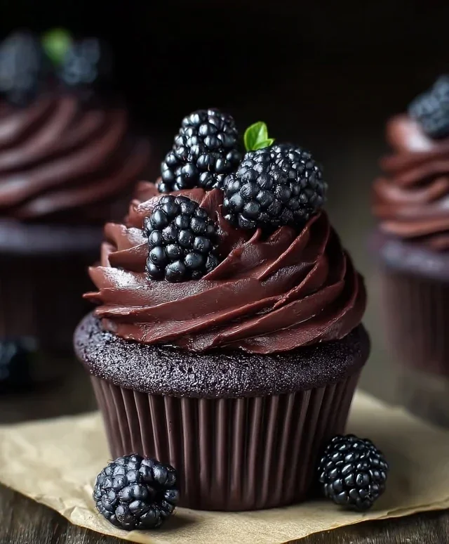 Dark Chocolate Blackberry Cupcakes