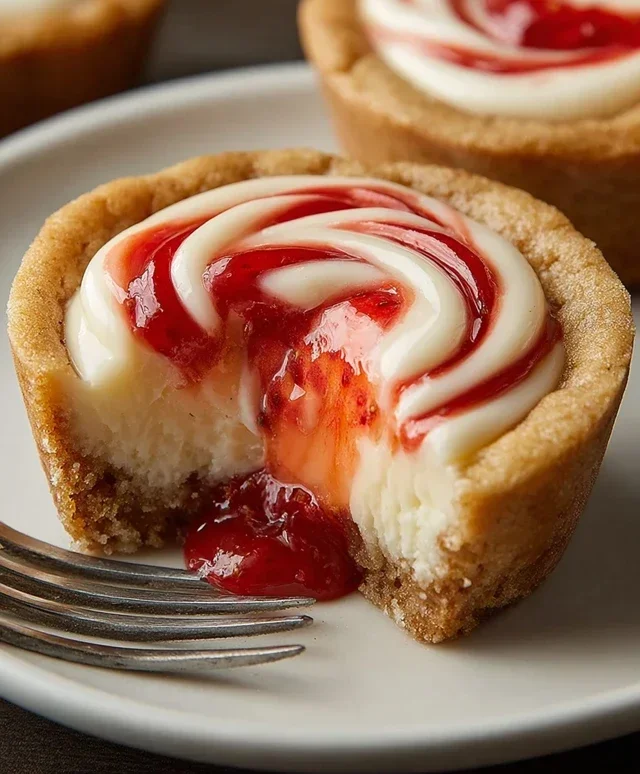 Strawberry Swirl Cheesecake Cookie Cups