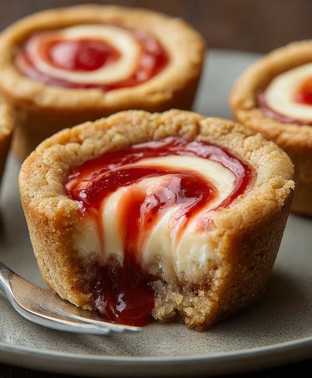 Strawberry Swirl Cheesecake Cookie Cups