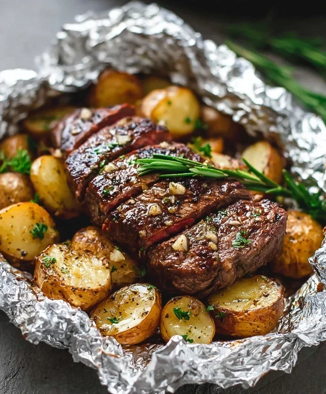 Garlic Steak & Potato Foil Packs