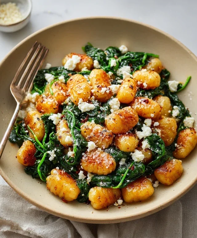 Crispy Gnocchi With Spinach And Feta