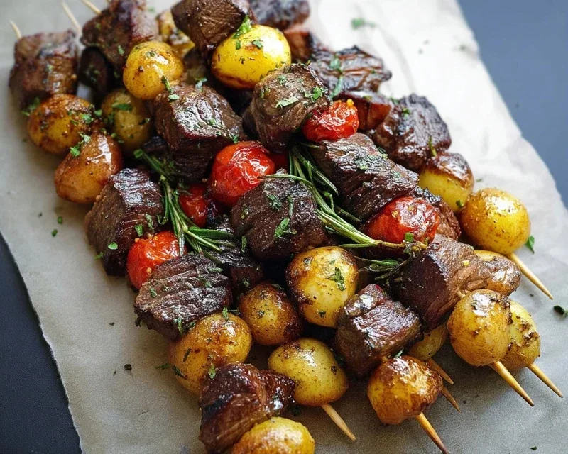 Rosemary Garlic Steak Kebabs
