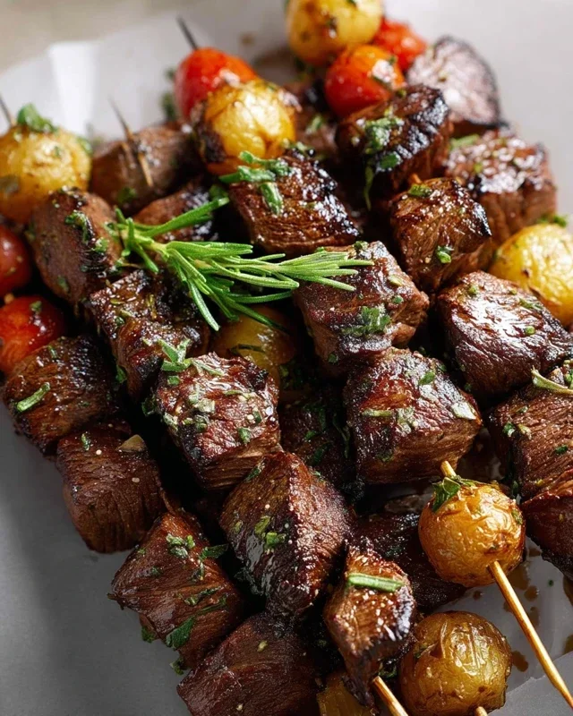 Rosemary Garlic Steak Kebabs