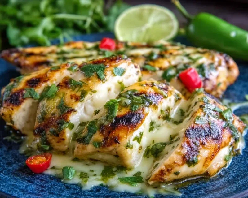 Grilled Salsa Verde Pepper Jack Chicken