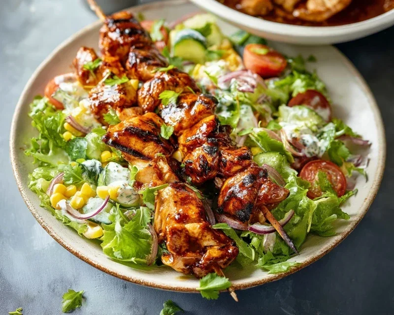 BBQ Chicken Skewer Salad