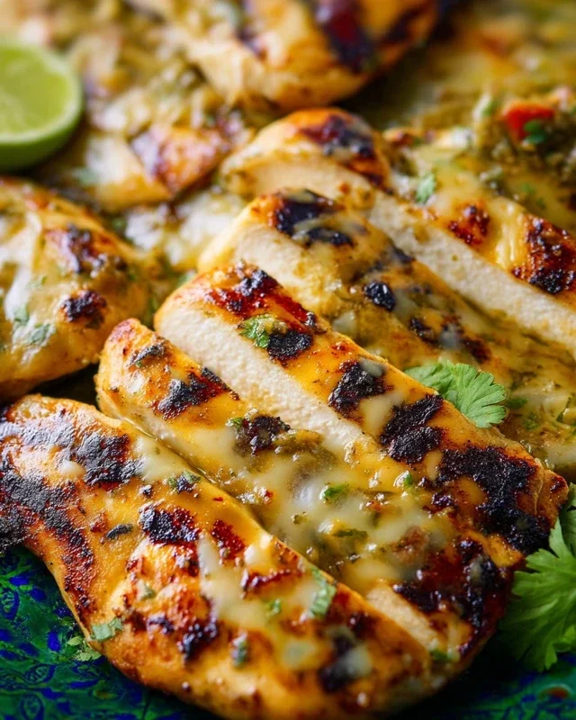 Grilled Salsa Verde Chicken with Pepper Jack