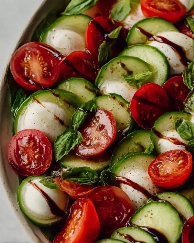 Fresh Cucumber Caprese Salad