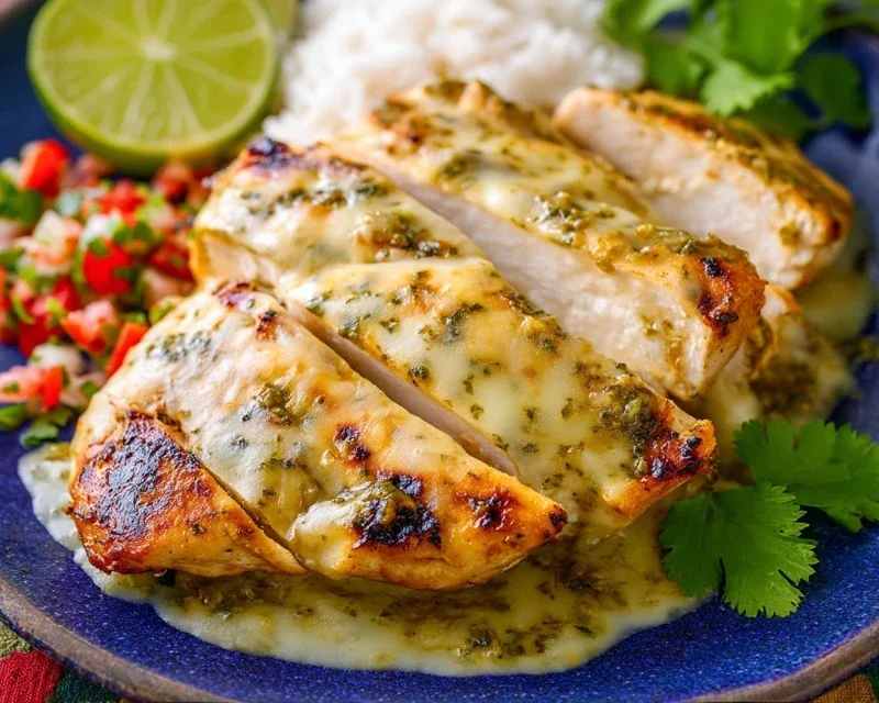 Grilled Salsa Verde Chicken with Pepper Jack