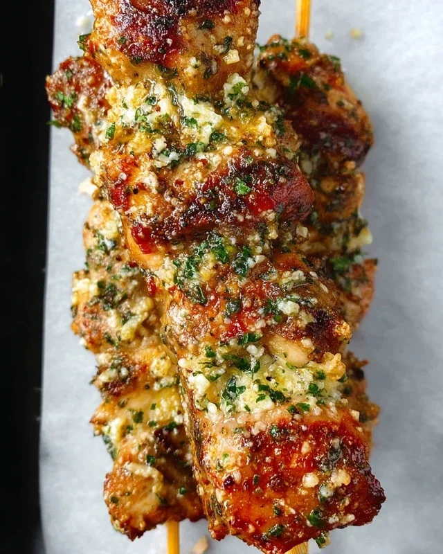 Garlic Parmesan Chicken Skewers