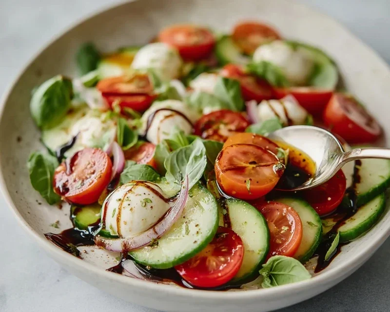 Fresh Cucumber Caprese Salad