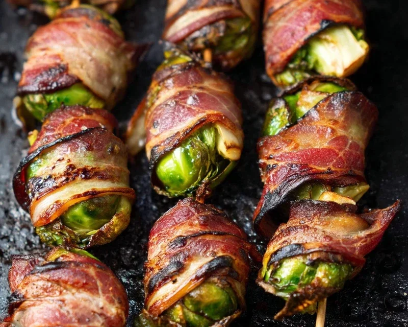 Grilled Beef Beef Bacon Wrapped Brussels Sprouts