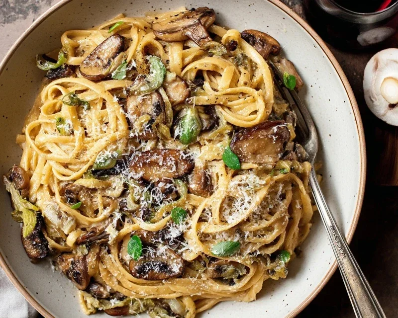 Caramelized Leek and Mushroom Gruyere Pasta
