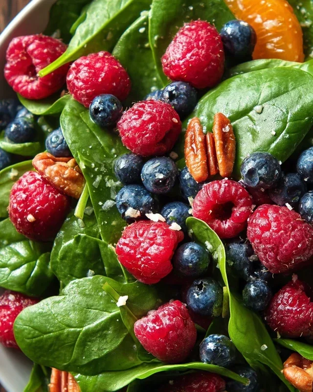 Berry Spinach Salad with Blueberries and Raspberries