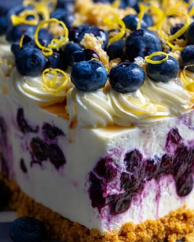 No-Bake Lemon dazzling Blueberry cream Cake