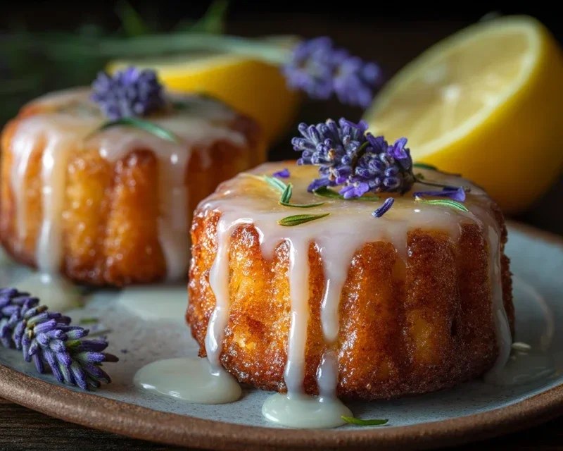 Mini Lemon Cakes With Lavender Glaze