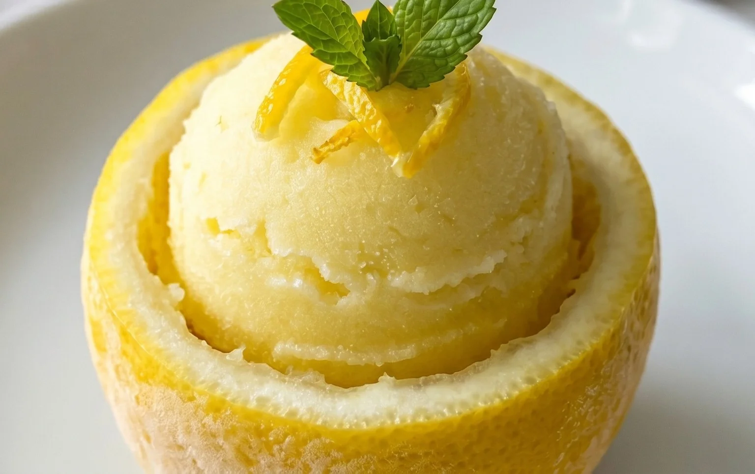 Sorbetto di Limone Dressed Up in a Frozen Lemon Shell