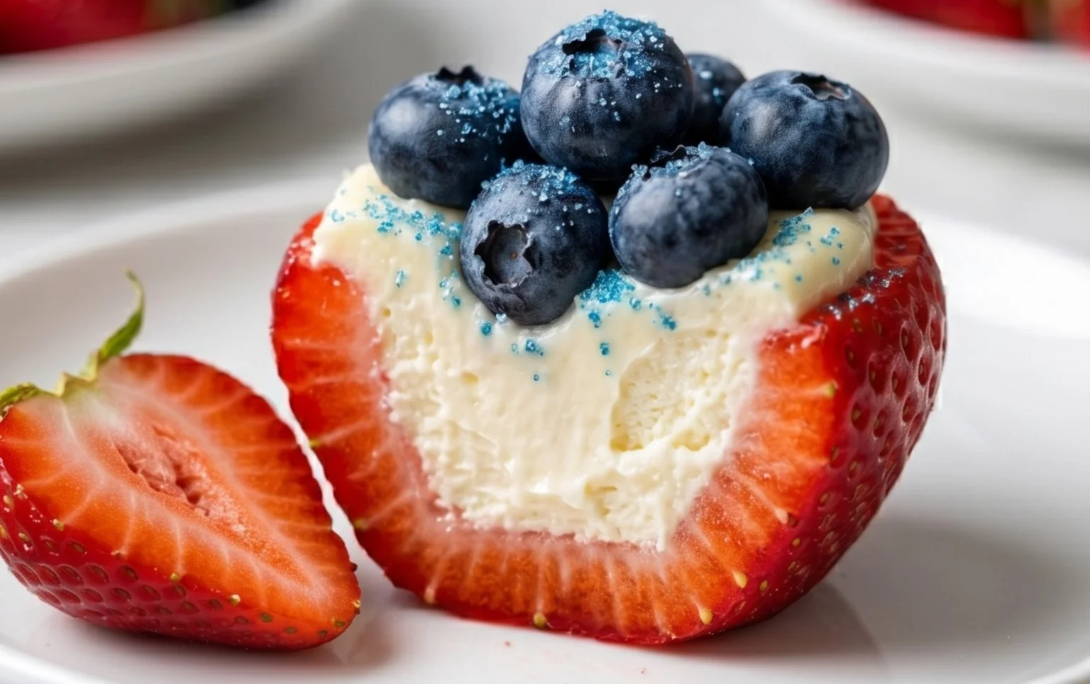 Red, White, and Blue Cheesecake Strawberries