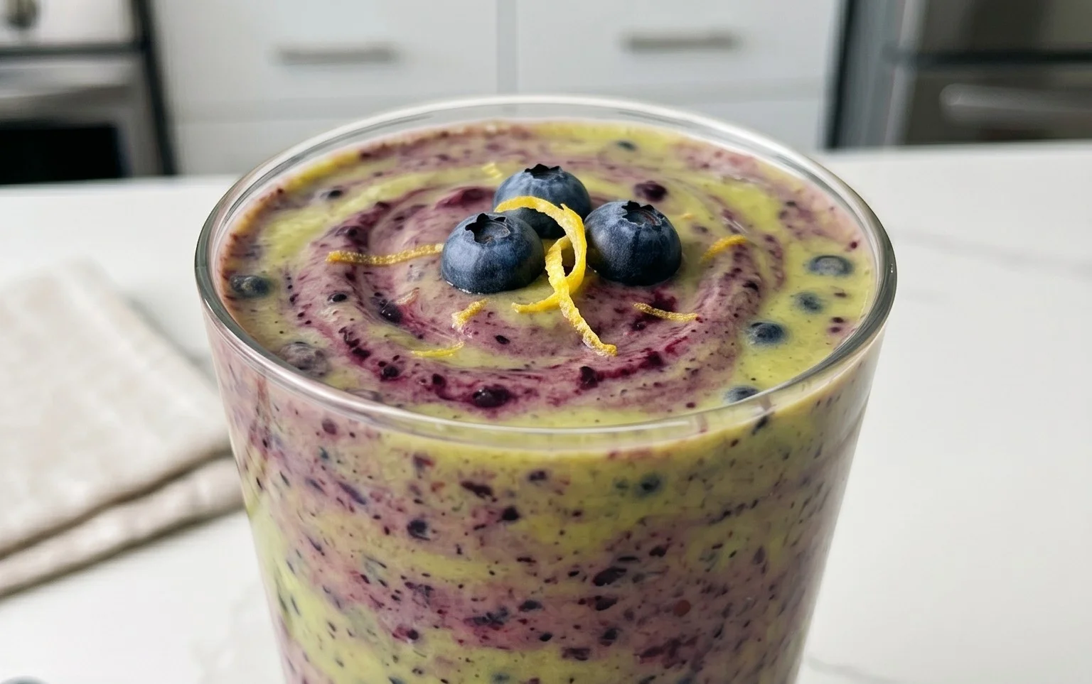 Blueberry Avocado Smoothie With Lemon & Yogurt