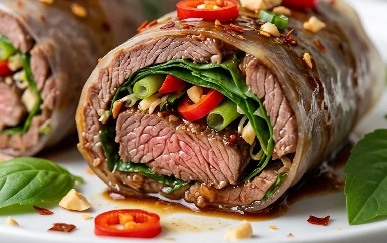Thai Basil Beef Rolls