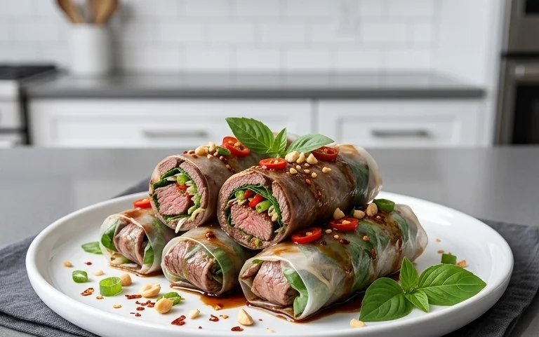 Thai Basil Beef Rolls