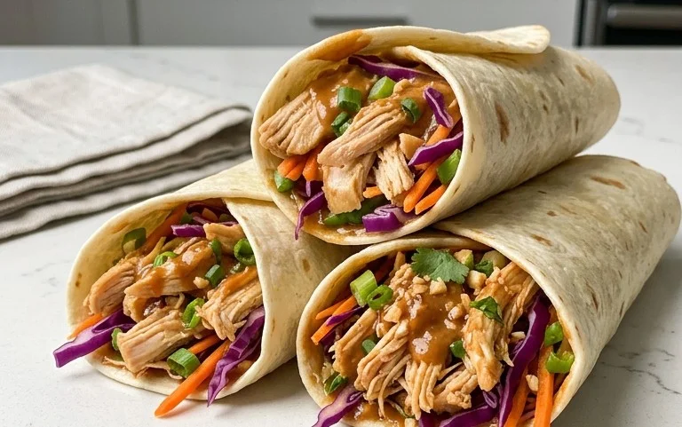 Thai Peanut Chicken Wraps
