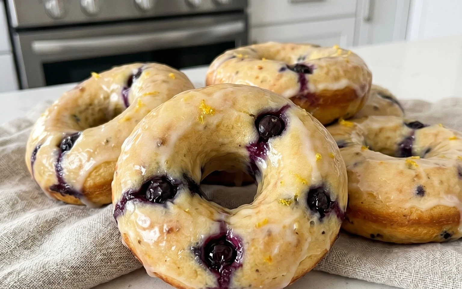 Baked Lemon Blueberry Doughnuts