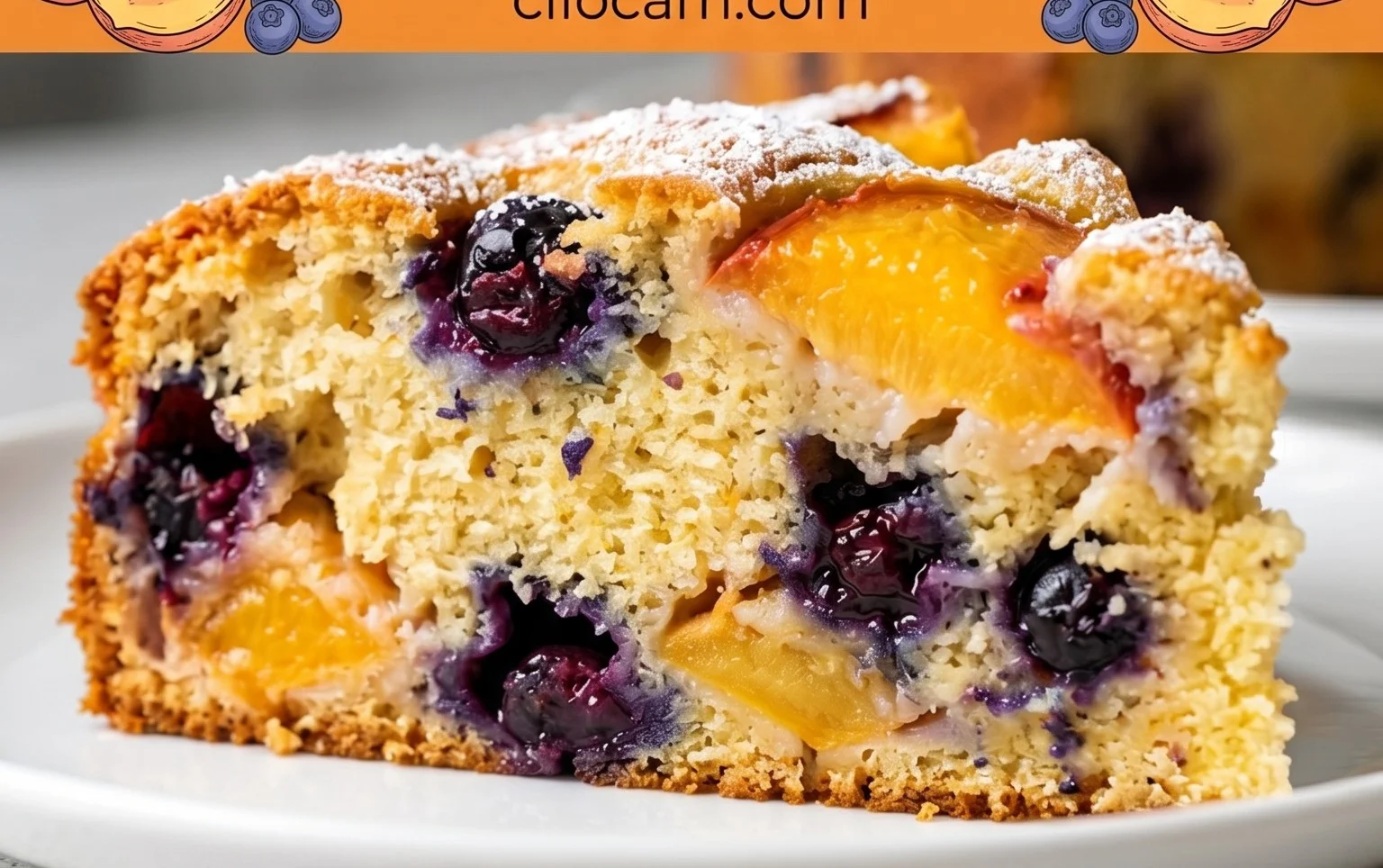 Peach and Blueberry Greek Yogurt Cake