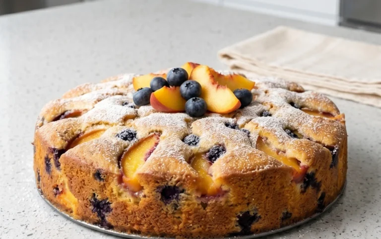 Peach and Blueberry Greek Yogurt Cake