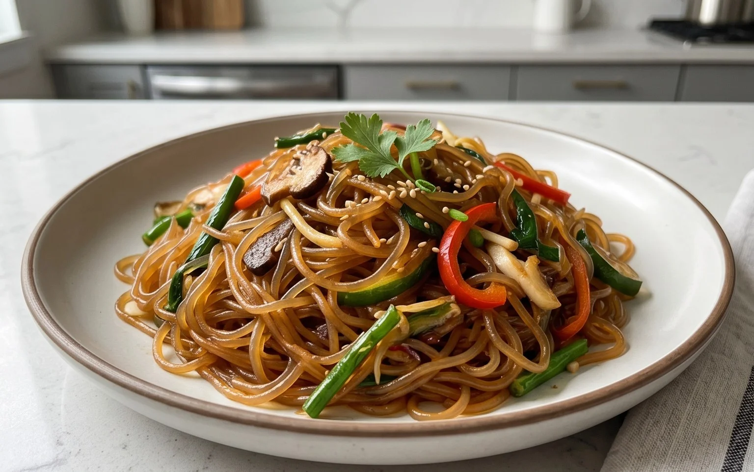 Japchae (Korean Glass Noodle Stir Fry)
